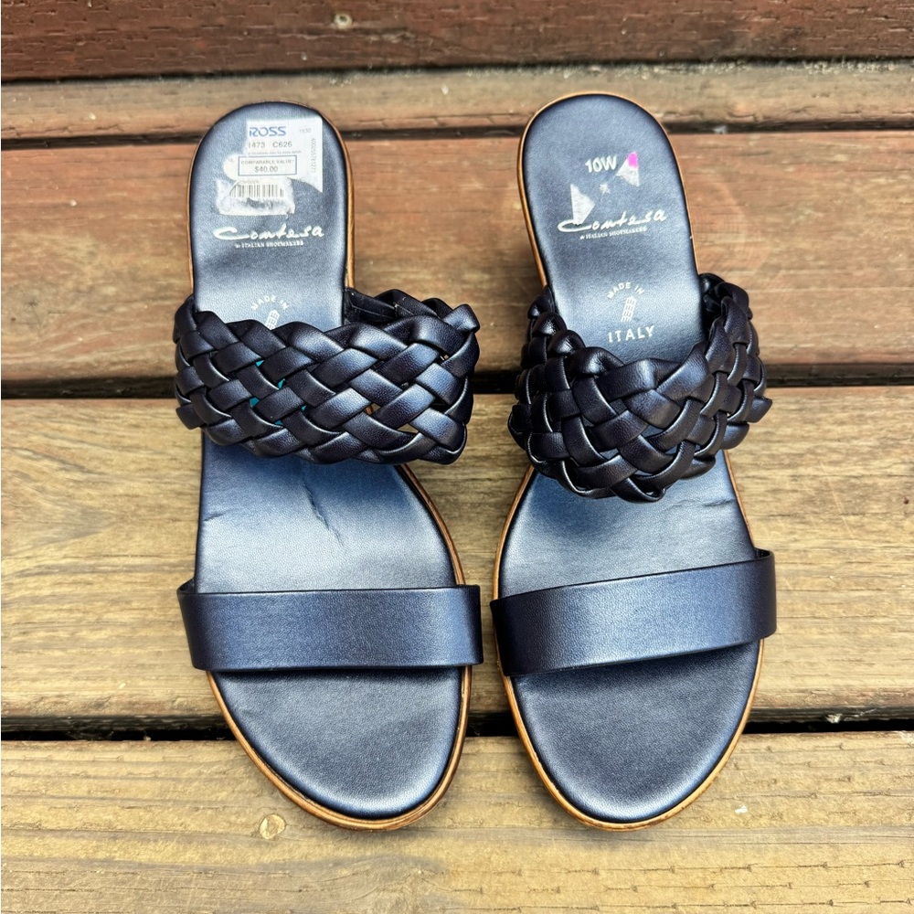 Italian Shoemakers Blue Sandals with Braided Design